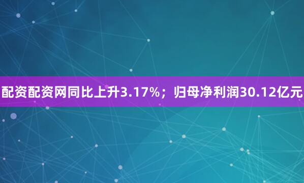 配资配资网同比上升3.17%；归母净利润30.12亿元