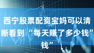 西宁股票配资宝妈可以清晰看到 “每天赚了多少钱”